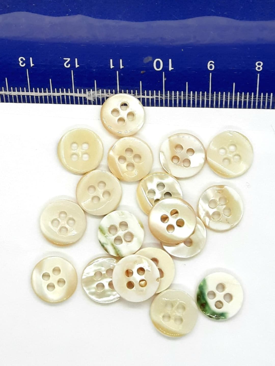Shell Echt 12 Stück (9mm Trocas Shell echt Perlmutt Knöpfe SANDELHOLZ Farbtöne 4 ...