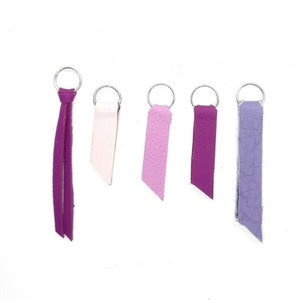 CUERO AUTÉNTICO PÚRPURA / tonos plateados tirador de cremallera bolsos carteras carpetas chaquetas anillo de metal plateado, morado, rosa, cuero