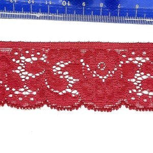 5m X 40mm (0,80 Euro / m) Vintage Saum Spitzenborte elastisch 40mm breit Farbe Granat Dunkelrot Encaje Csipke