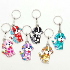 Coloré DOG PUPPIES Charm Bijoux Zipper Key Shoe Bag Mobile Phone Pendentif Métal Couleur Argent 37mm X 15mm image 1