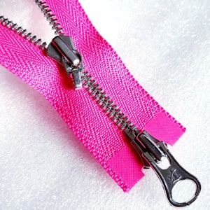 NEON PINK m3 E Vintage Reißverschluss Metallzähne 2-Wege teilbar YKK Zip молния cerniera cipzár fermeture éclair cremallera רוכסן Bild 1