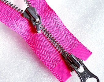 NEON PINK m3 E Vintage zipper metal teeth 2-way divisible (YKK) Zip молния cerniera cipzár fermeture éclair cremallera רוכסן