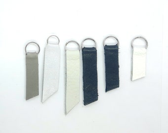 genuine LEATHER puller helper zipper pendant pockets wallet folders jackets BLACK & WHITE colors