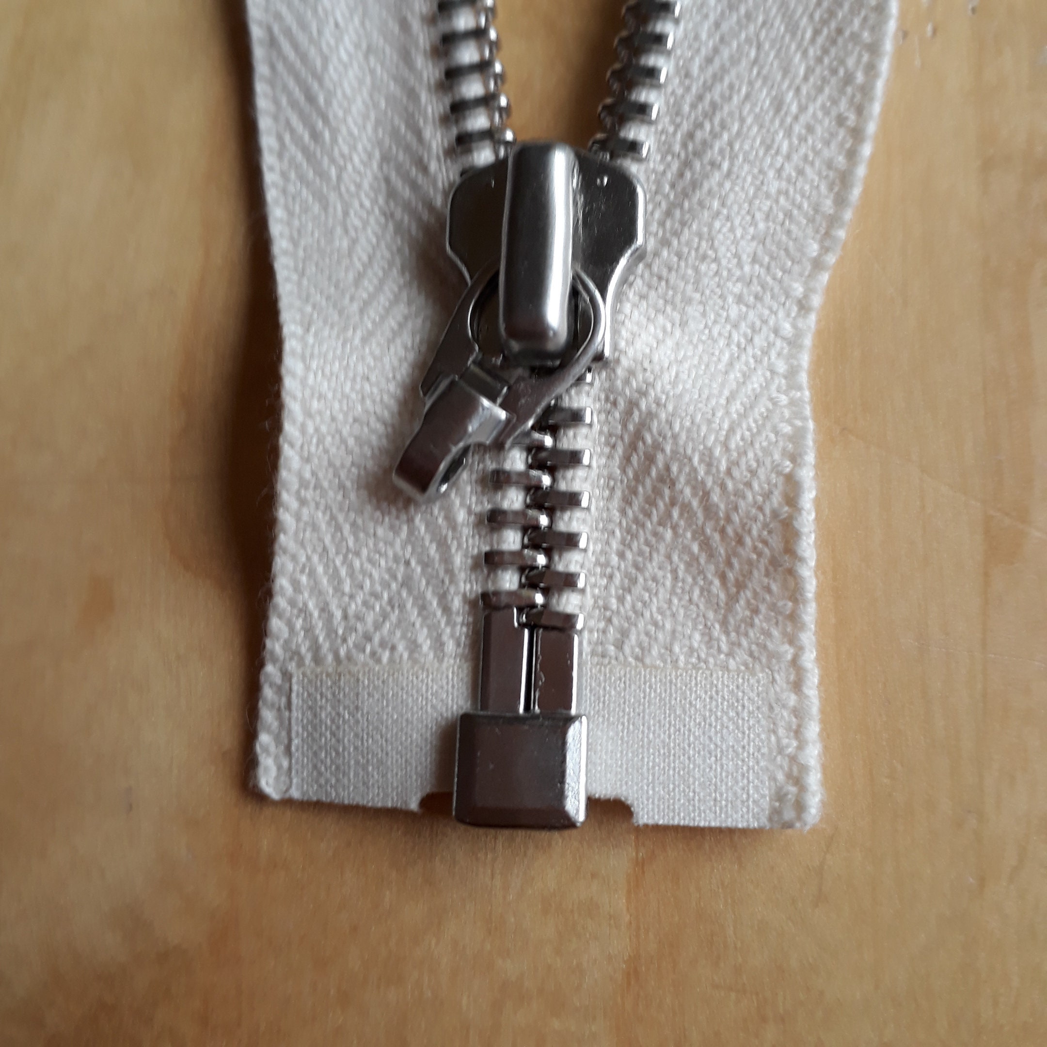 Natural WHITE M5 Vintage Zipper Metal Teeth SILVER Size 5