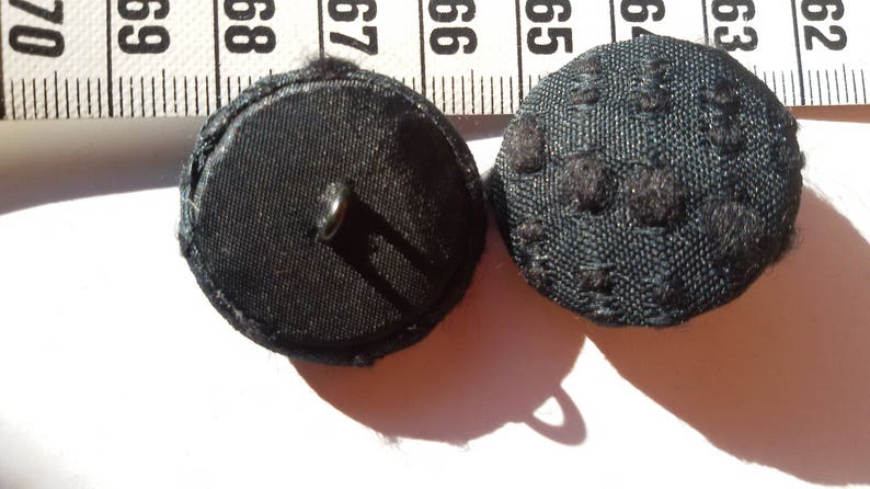 6 pieces 0.80 Euro 1.10 Euro / piece vintage fabric buttons coat BLACK with nub structure Button Bouton gomb кнопки כפתורים image 1