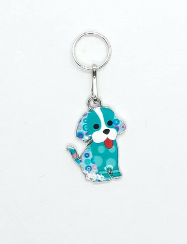 Coloré DOG PUPPIES Charm Bijoux Zipper Key Shoe Bag Mobile Phone Pendentif Métal Couleur Argent 37mm X 15mm Mint