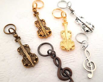 LET'S MUSIC Charm zipper puller pendant for zippers with carabiner clip music key, violin various colors