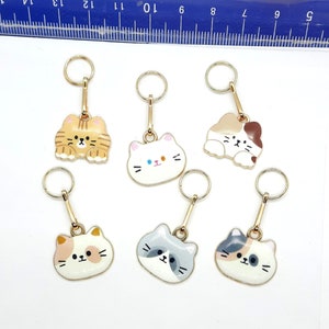 Cabeza de gato, dije colorido, joyería, tirador, ayudante, colgante con cremallera, metal, color dorado con esmalte colorido