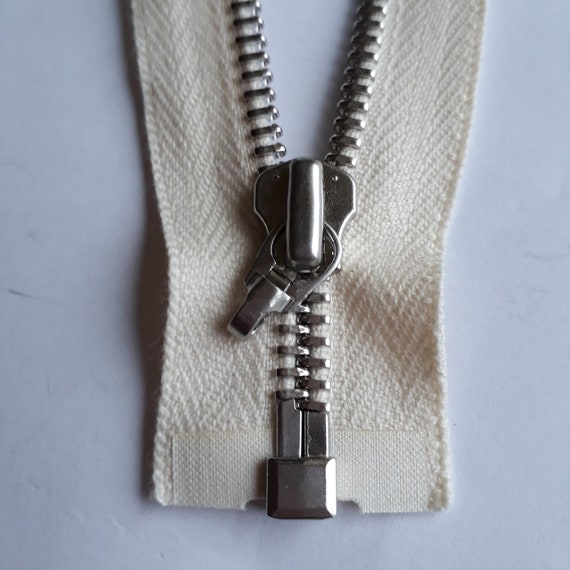Natural WHITE M5 Vintage Zipper Metal Teeth SILVER Size 5