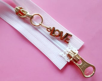 PURE WHITE / Gold ny 3c Vintage zipper nylon teeth 2-way divisible (501 YKK) Zip молния cerniera cipzár fermeture éclair cremallera רוכסן