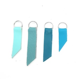 Real CUERO TURQUESA y tonos plateados Pull Helper Cremallera Colgante para Bolsos Monederos Carteras Chaquetas Anillo de Metal Plateado