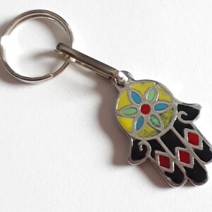 SILBERBLUME Charm Amulett Zieher-Helfer Reißverschluss Schuhsenkel Roller Skate Rave Schmuck Anhänger Metall Farbe Silber mit bunter Lack Hamsa Bunt Silber 37