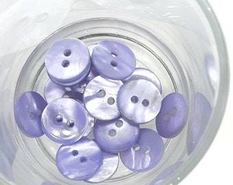 6 pieces (0.55 euro/piece - 0.80 euro/piece) Macassar Shell mother-of-pearl buttons lense Clean Back 2-hole color LILAC for blouses shirts knitwear