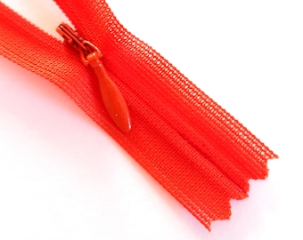 CORAL RED concealed nylon size 3 indivisible vintage zipper size 3 (819 YKK) молния cerniera cremallera fermuar cipzár רוכסן