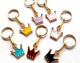 CROWN Charm pull zipper pendant metal color gold with lacquer
