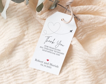 Personalized wedding favor tags - Customized welcome gift bag label.