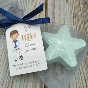 Etiqueta Primera Comunión Niño. Etiqueta de recuerdo de comunión azul