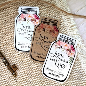 Custom Jam Favor Tags: Floral Mason Jar Design