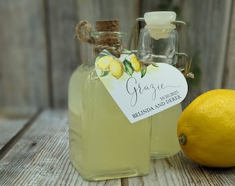 Étiquettes en forme de coeur. Balises Grazie. Balises Limoncello