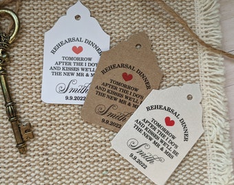 Personalized rehearsal dinner favor tag, Custom labels for napkin ties and table decor