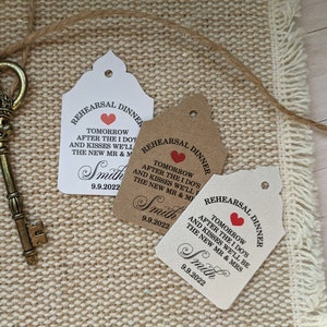 Rehearsal Dinner Favor Tag, Napkin Ties. Table Decor Tag