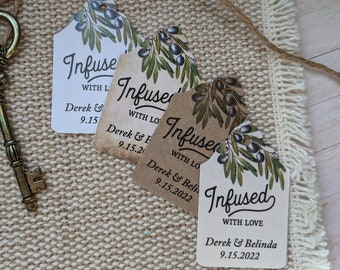 Infused with love tags. Olive oil favor tag. Thank You Tag