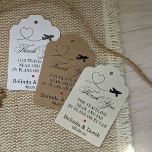 Thank you for traveling near and far by plane or by car Tag. Travel Wedding Favor Tag