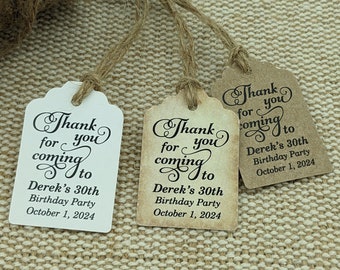 Personalized Birthday Party Favor Tags: Custom Thank You Labels