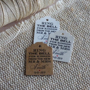 MINI TAG Ring the bell for kisses from the new Mr and Mrs. Kissing Bell Tag
