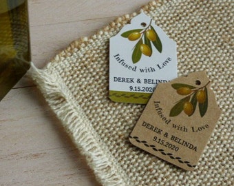 Infused with love tag. Olive oil favor tag