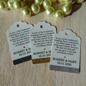 MINI TAG In lieu of favors Tag. Glitter Tag. In memory Tag