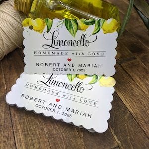 Personalized Homemade limoncello tags. Custom wine gift labels.