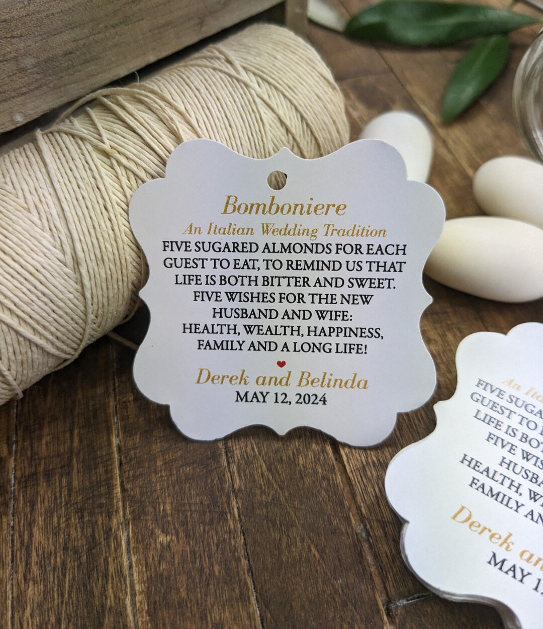 Jordan Almonds Favor Tag. an Italian Wedding Tradition. Boubouniera Favor Tags Etsy