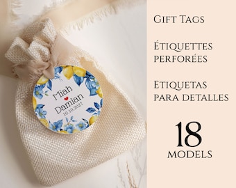 Etiquetas personalizadas de regalo de boda, bautizo, ducha, texto personalizado