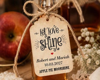 Personalized Moonshine favor tag, Custom "Let love shine" gift label.