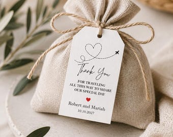 Personalized wedding favor tags - Customized welcome gift bag label.