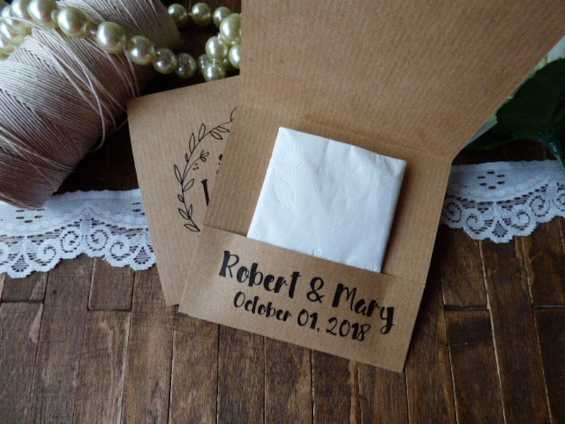 Personalized Rustic tissue packs 20 personalized Tears of Joy Tissue Packs
