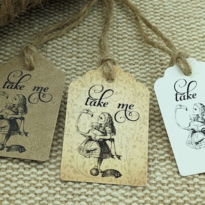 Étiquettes Alice au pays des merveilles, étiquettes Take me. Etiquettes mini
