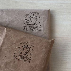 Timbro carino, timbro unicorno, timbro ex libris, timbro calligrafico, timbro personalizzato, timbro libro