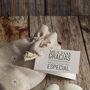 Etiquetas dupla-face personalizadas para casamento, etiquetas espanholas personalizadas. Etiquetas para presentes Gracias