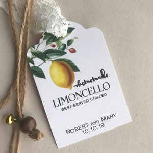 Homemade Limoncello Tag. Wedding Favor Tag