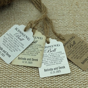 MINI TAG Kissing Bell Poème Étiquette. Étiquettes de cloches de mariage.