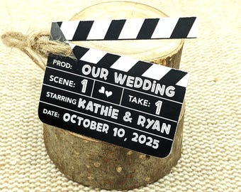 Clapper board personalized tag. Custom Hollywood inspired label