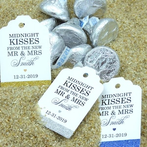 MINITAG Middernachtkusjes van de heer en mevrouw glitter bedankkaartjes.