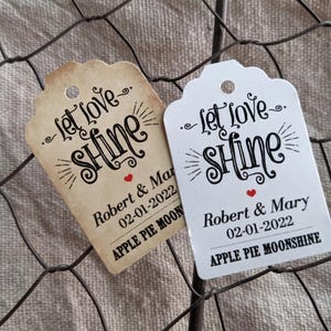 Moonshine favor tag, Let love shine gift label. Mini-size tag