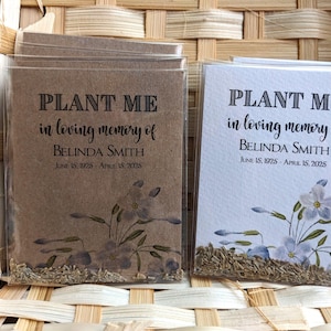 Memorial seed packs, Celebration of life, Forget me not, Memorial Keepsake. UNFILLED favor envelopes
