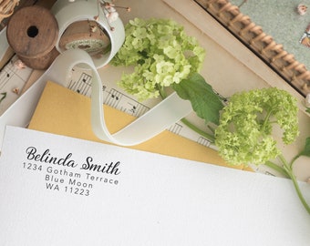 Return Address Stamp, Wedding Stamp, Calligraphy Stamp, Custom Stamp, Library Stamp