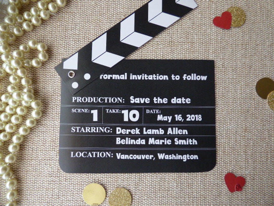 Movie Clapperboard Design.wedding Save the Date.rehearsal