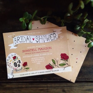 PRINTED - Customizable Sugar Skull Bridal Shower Invites