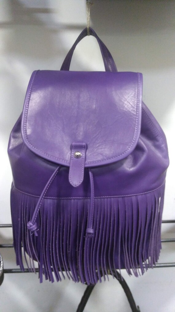 purple leather backpack